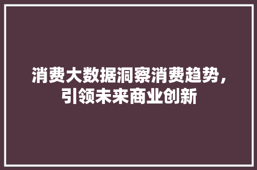 消费大数据洞察消费趋势，引领未来商业创新