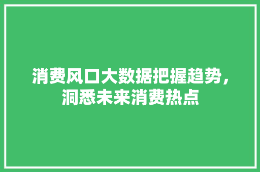 消费风口大数据把握趋势，洞悉未来消费热点