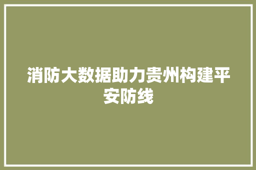 消防大数据助力贵州构建平安防线