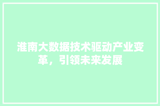 淮南大数据技术驱动产业变革，引领未来发展