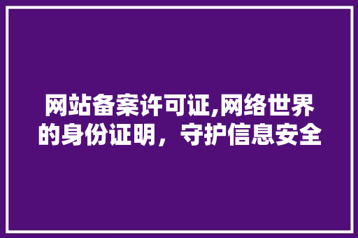 网站备案许可证,网络世界的身份证明，守护信息安全