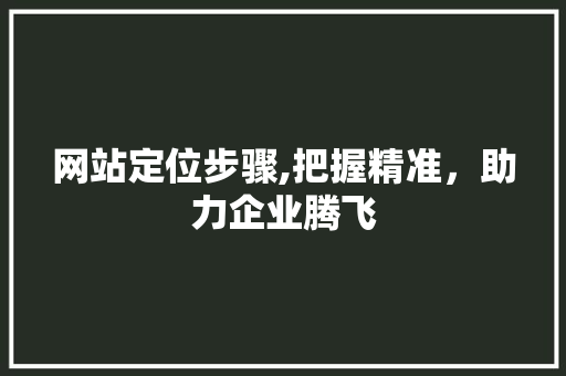 网站定位步骤,把握精准，助力企业腾飞