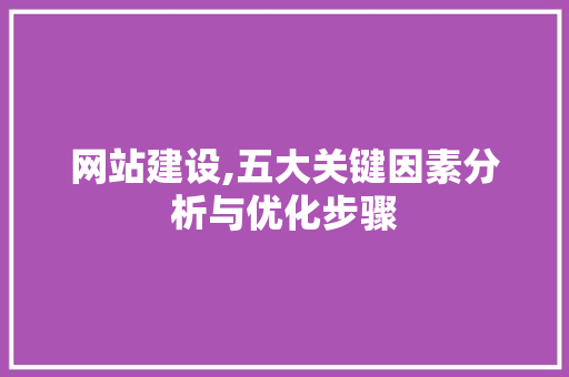 网站建设,五大关键因素分析与优化步骤