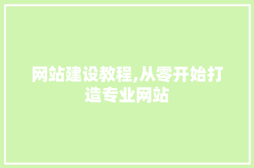 网站建设教程,从零开始打造专业网站