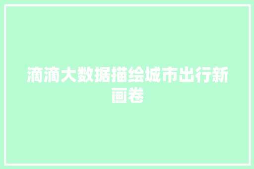 滴滴大数据描绘城市出行新画卷