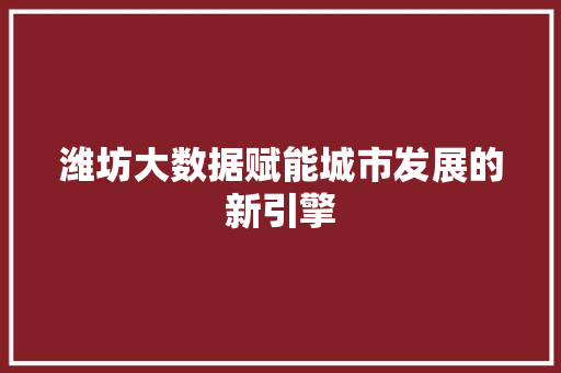 潍坊大数据赋能城市发展的新引擎