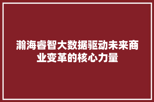 瀚海睿智大数据驱动未来商业变革的核心力量