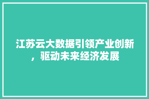 江苏云大数据引领产业创新，驱动未来经济发展 友链在线