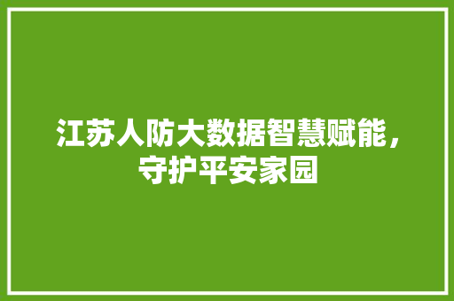 江苏人防大数据智慧赋能，守护平安家园