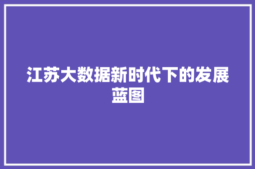 江苏大数据新时代下的发展蓝图