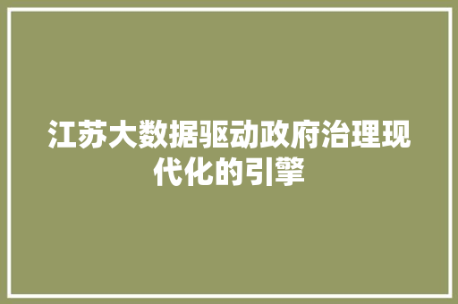 江苏大数据驱动政府治理现代化的引擎 WordPress教程
