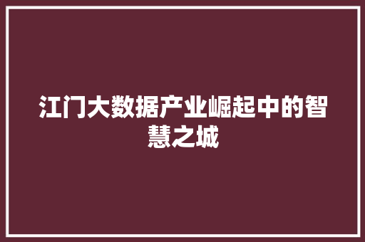 江门大数据产业崛起中的智慧之城