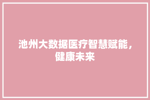 池州大数据医疗智慧赋能，健康未来 服务器/数据库