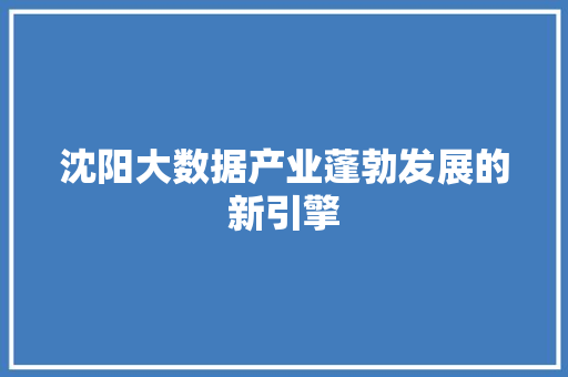 沈阳大数据产业蓬勃发展的新引擎