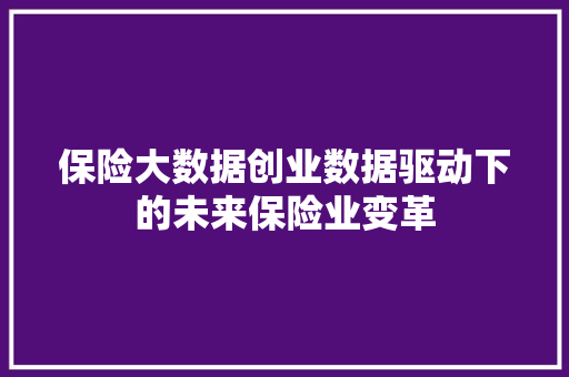 保险大数据创业数据驱动下的未来保险业变革