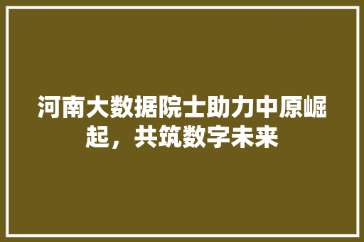 河南大数据院士助力中原崛起，共筑数字未来