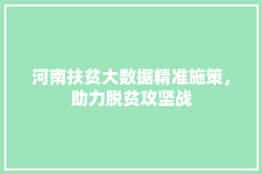 河南扶贫大数据精准施策，助力脱贫攻坚战