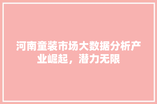 河南童装市场大数据分析产业崛起，潜力无限