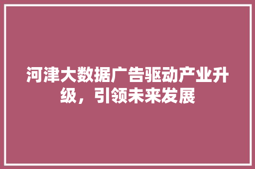 河津大数据广告驱动产业升级，引领未来发展