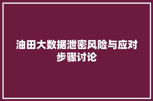 油田大数据泄密风险与应对步骤讨论