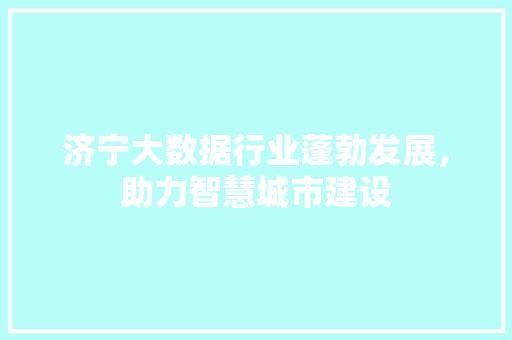 济宁大数据行业蓬勃发展，助力智慧城市建设