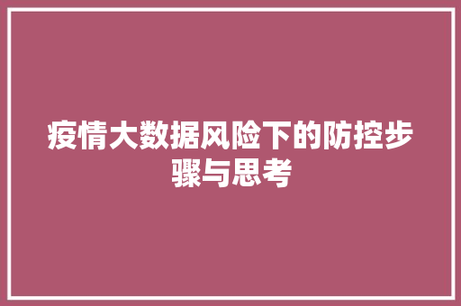 疫情大数据风险下的防控步骤与思考