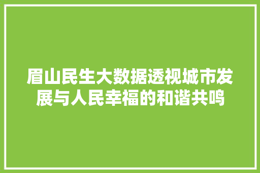 眉山民生大数据透视城市发展与人民幸福的和谐共鸣 SEO教程