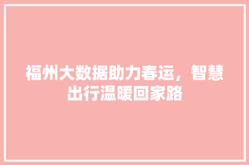 福州大数据助力春运，智慧出行温暖回家路