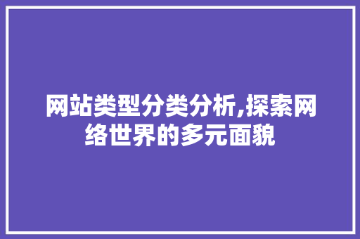 网站类型分类分析,探索网络世界的多元面貌