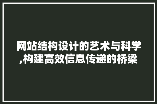 网站结构设计的艺术与科学,构建高效信息传递的桥梁