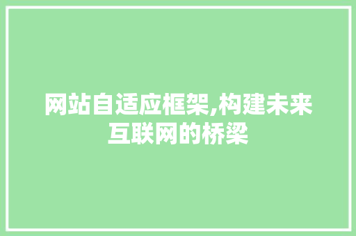 网站自适应框架,构建未来互联网的桥梁