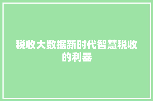 税收大数据新时代智慧税收的利器 友链在线