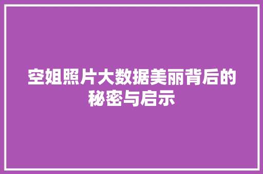 空姐照片大数据美丽背后的秘密与启示
