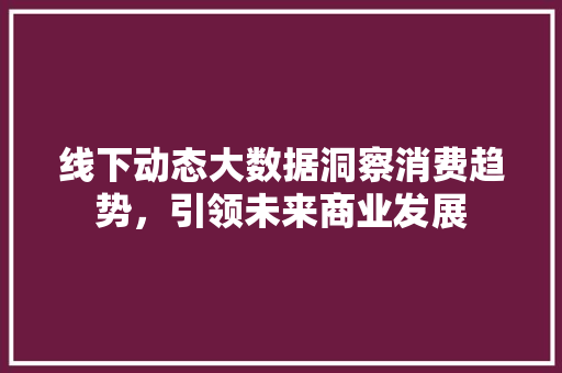 线下动态大数据洞察消费趋势，引领未来商业发展