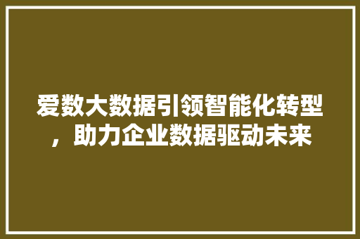 爱数大数据引领智能化转型，助力企业数据驱动未来 服务器/数据库