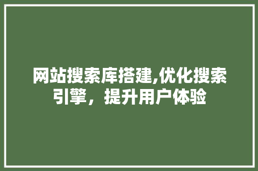 网站搜索库搭建,优化搜索引擎，提升用户体验