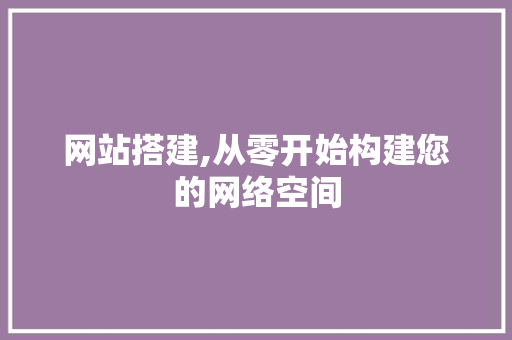 网站搭建,从零开始构建您的网络空间