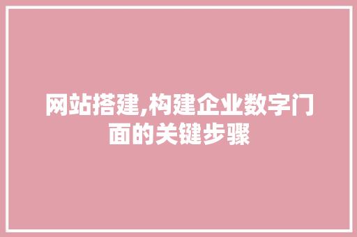 网站搭建,构建企业数字门面的关键步骤