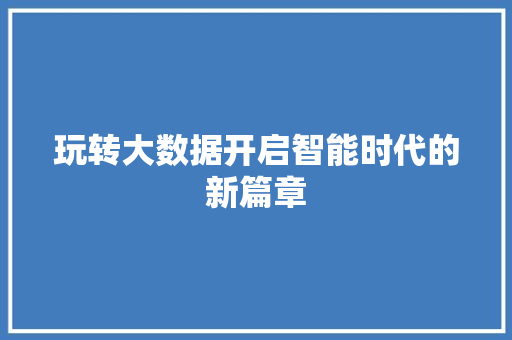 玩转大数据开启智能时代的新篇章 SEO教程