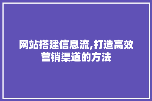 网站搭建信息流,打造高效营销渠道的方法