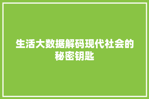 生活大数据解码现代社会的秘密钥匙 友链在线
