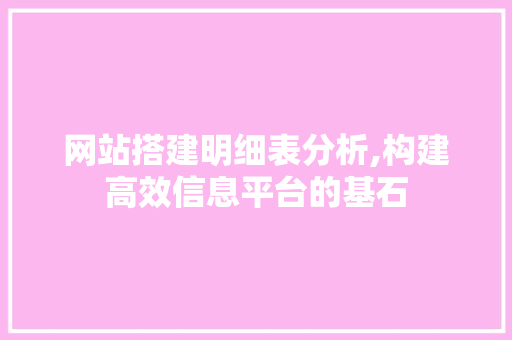 网站搭建明细表分析,构建高效信息平台的基石