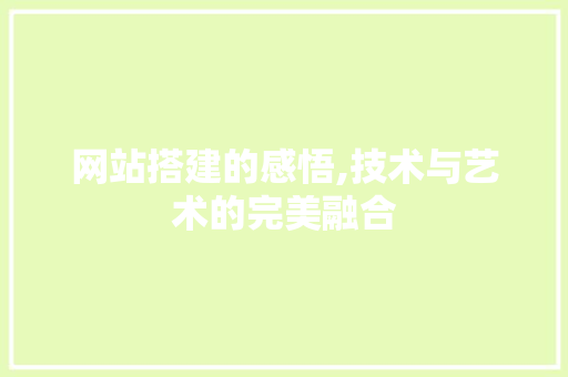 网站搭建的感悟,技术与艺术的完美融合