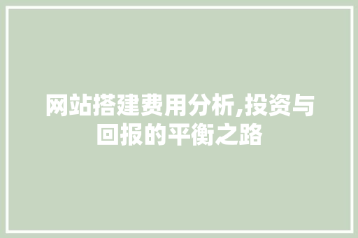 网站搭建费用分析,投资与回报的平衡之路