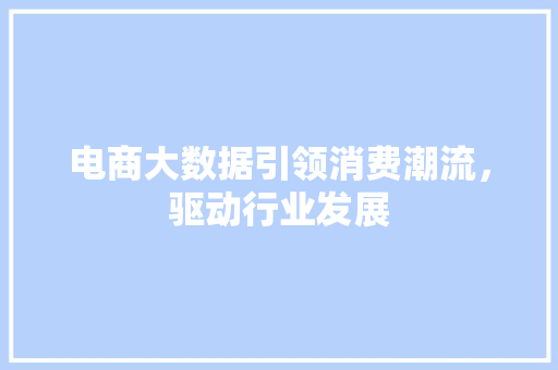 电商大数据引领消费潮流，驱动行业发展 SEO教程