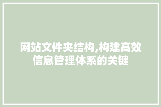 网站文件夹结构,构建高效信息管理体系的关键