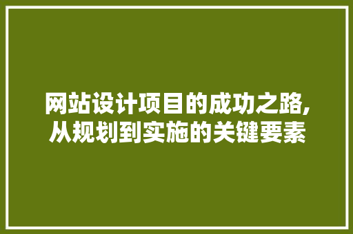 网站设计项目的成功之路,从规划到实施的关键要素
