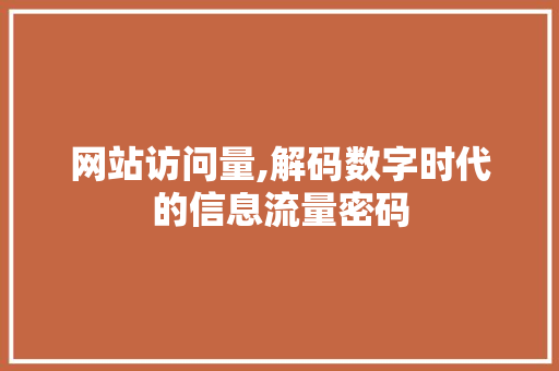 网站访问量,解码数字时代的信息流量密码