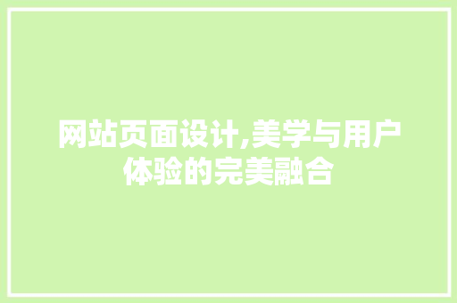 网站页面设计,美学与用户体验的完美融合