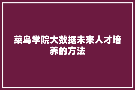 菜鸟学院大数据未来人才培养的方法 WordPress教程